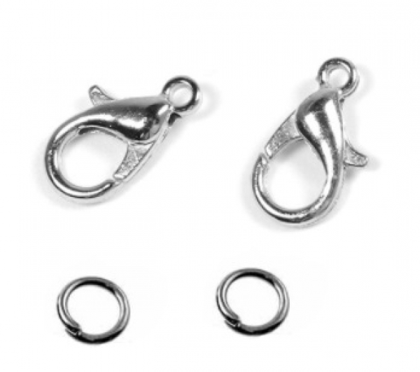 2-er Set Karabiner 10mm, silber farbig / Ladungssicherung